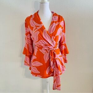 Venus floral leaf wrap blouse